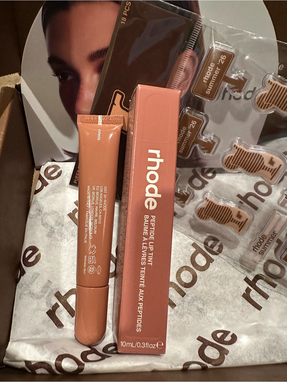 RHODE Colada Peptide Lip Tint balm + Puffy Sticker Stickers Sold out! New in Box - Picture 3 of 4